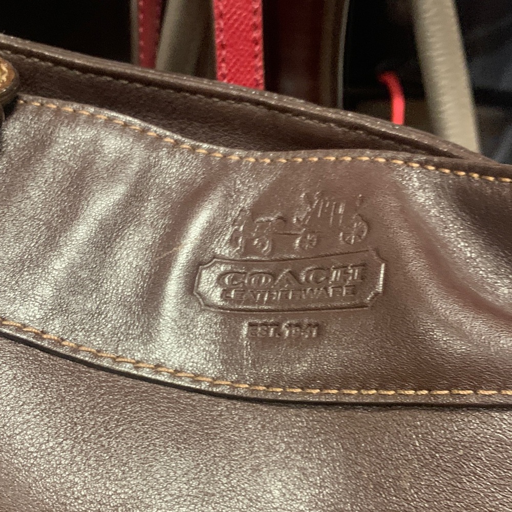 Coach Chocolate Brown Leather Shoulder Bag with Brass Hardware - Picture 2 of 8